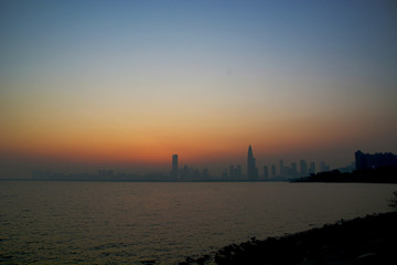 深圳湾暮色风景