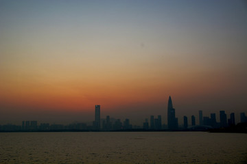 深圳湾暮色风景