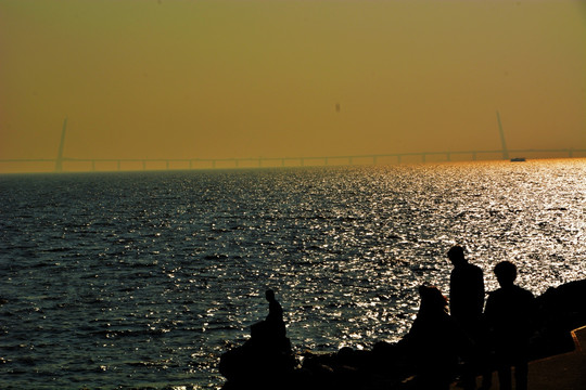 深圳湾夕阳暮色