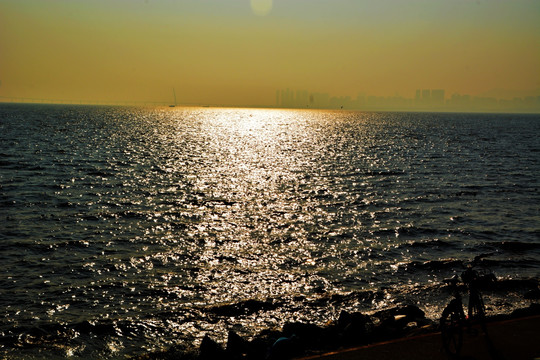 深圳湾夕阳暮色