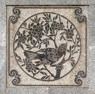 花鸟石刻壁雕