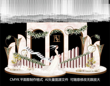 粉白色婚禮背景