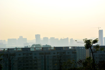 山中远望城市风景