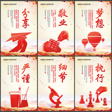 分享敬業(yè)嚴(yán)謹(jǐn)執(zhí)行夢(mèng)想細(xì)節(jié)掛圖