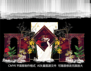 紅黑婚禮背景