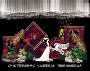 紅綠婚禮背景