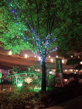 夜景树木装饰灯