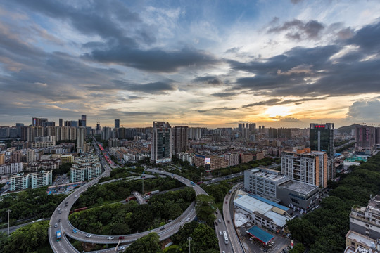 深圳中心区日落风光