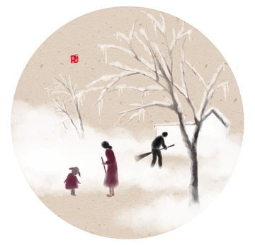 手繪掃雪