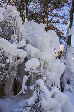 千山云潭景区球状条状冰雪冰挂