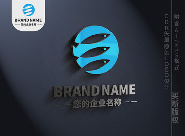 創(chuàng)意三條小魚logo標志設計