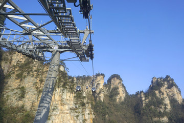 张家界森林公园险峻的天子山索道