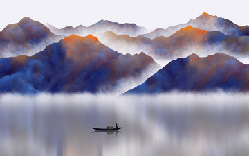 抽象意境水墨山水畫