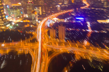 航拍上海延安东路高架桥夜景24