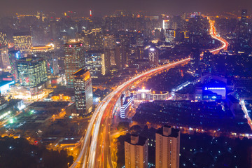 航拍上海延安东路高架桥夜景27