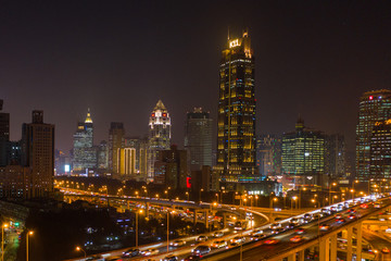 航拍上海延安东路高架桥夜景36