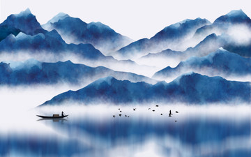 抽象意境水墨山水畫(huà)