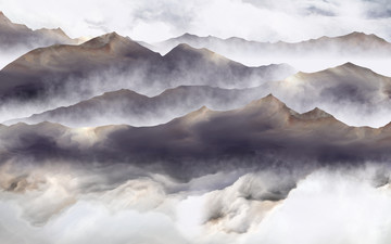 抽象意境云霧山水畫