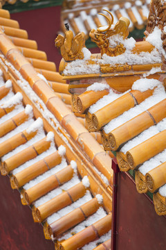 北京颐和园四大部洲景区雪景