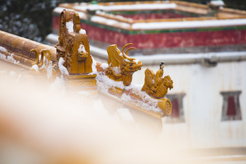 北京颐和园四大部洲景区雪景