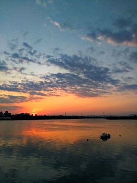 浙江兰溪兰江夕阳晚霞风光