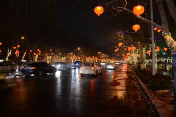 春节街道夜景