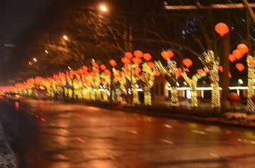 城市春节街头夜景