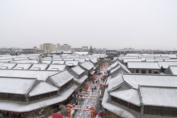 水墨青州古城雪景