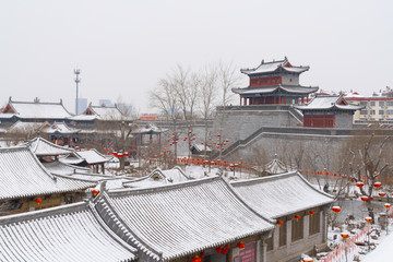 水墨古城雪景
