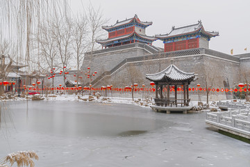 中式画意园林水墨建筑风景