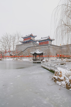 中式画意园林水墨建筑风景