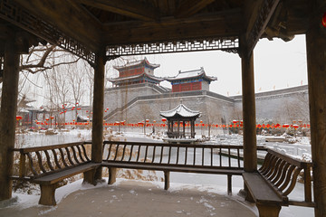 中式画意园林水墨建筑风景