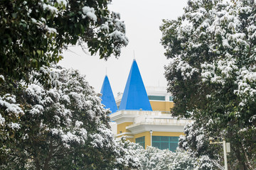 小区雪景