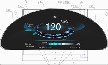 乘用车液晶仪表分层效果图