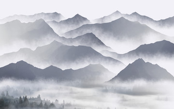 中式水墨山水畫(huà)