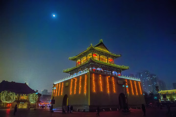 天津鼓楼夜景灯光