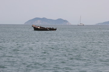 海景海鸥海洋游艇渔船渔业捕鱼