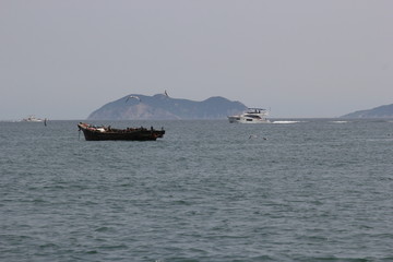 海景海鸥海洋游艇渔船渔业捕鱼