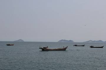 海景海鸥海洋游艇渔船渔业捕鱼