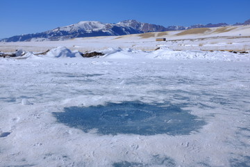 塞里木湖冰眼奇观