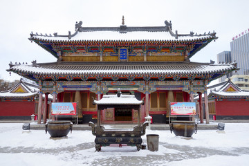 呼和浩特五塔寺雪景