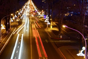 城市夜景汽车灯光轨迹