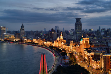 上海黄浦江外滩城市建筑风光夜景