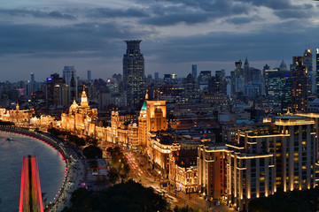 上海黄浦江外滩城市建筑风光夜景