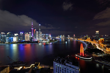 上海陆家嘴灯光秀城市风光夜景