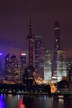 上海陆家嘴城市风光夜景