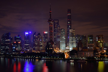 上海陆家嘴城市风光夜景