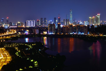 长沙咸嘉湖城市建筑风光夜景