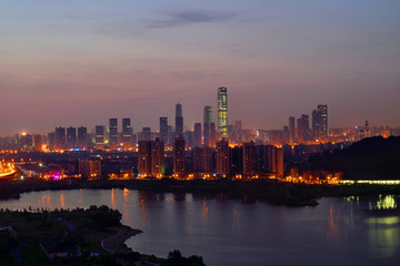 长沙咸嘉湖城市建筑风光夜景