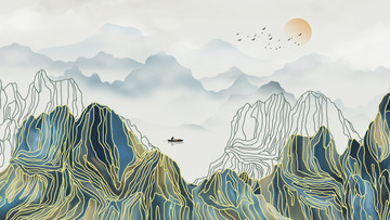 金線山水裝飾畫